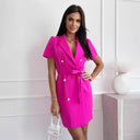Chic Women's Blazer Skirt with Belt & Buttons