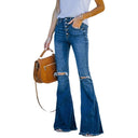 High-Waisted Fringed Flared Jeans for Women