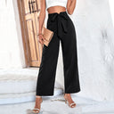 High-Waisted Palazzo Pants with Tie Belt for Women