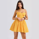 Floral Lace Mini Dress with Adjustable Spaghetti Straps