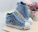 Denim High-Top Sneakers with Chic Accents