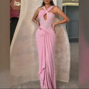 Chic V-Neck Women's Dress with Glittering Details