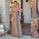 Adjustable Spaghetti Strap Maxi Dress with Deep V-Neck