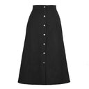 Stylish Women's Long Corduroy Skirt with Button Detail