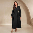 Chic Women's Shirt Dress with Flowing Skirt and Handy Pockets