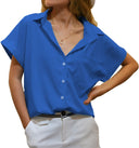 Chic Short Sleeve Blouse with Chest Pocket