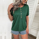Women's Short-Sleeve T-Shirt with Wooden Buttons