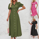 Chic Puff Sleeve Women's Shirt Dress