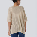 Trendy Oversized T-Shirt with Side Slits and Rolled Sleeves