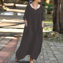 Chic Women's Maxi Dress with Pockets & Buttons