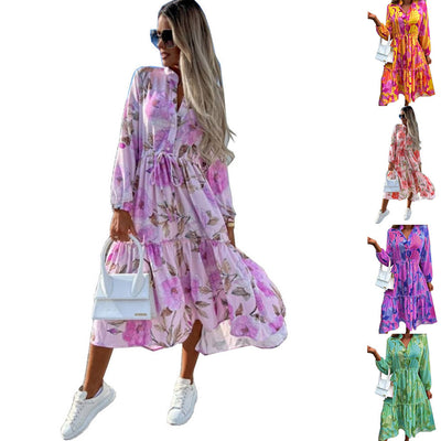 Chic Women's Long Sleeve Shirt Dress with Adjustable Waist