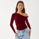 Chic Asymmetrical Blouse with Ruffled Sleeves for Women