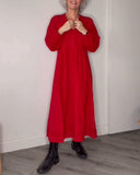 Chic V-Neck Maxi Dress with Long Sleeves