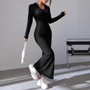 Chic Women's Maxi Dress with V-Neck and Side Slits