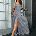 Stunning Open Back Evening Dress with Shimmering Fabric