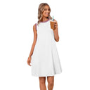 Chic A-Line Dress with Striped Neckline
