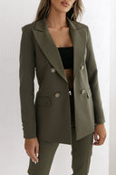 Chic Double-Breasted Blazer with Gold Accents