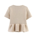 Chic Short Sleeve Blouse with Ruffled Hem
