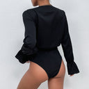 Chic Long Sleeve Bodysuit with Ruffle Details