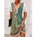 Floral Lace Sleeve Women's Summer Dress