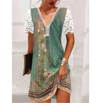 Floral Lace Sleeve Women's Summer Dress