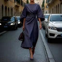 Stylish Midi Dress with Flowing Sleeves
