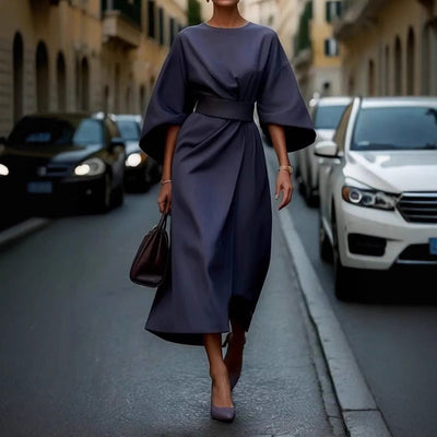 Stylish Midi Dress with Flowing Sleeves