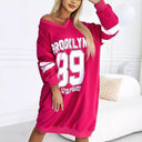 Stylish Women's Oversized V-Neck Sports Dress with Contrasting Sleeves