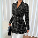 Chic Women's Check Pattern Long Blazer