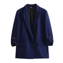 Chic Blazer Jacket with Structured Sleeves and Gold Accents