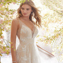 Floral Tulle Evening Dress with Sheer Overlay