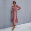 Floral Midi Dress with Ruffle Accents for Women