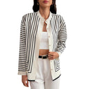 Women's Stylish Striped Blouse with Chic Button Placket