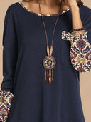 Artistic Women's Tunic Dress with Unique 3/4 Sleeves