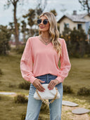 Chic V-Neck Top with Puff Sleeves for Women
