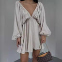 Chic Women's Summer Dress with Ruffle & V-Neck Design