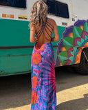 Chic Tie-Dye Maxi Dress with Lace Details