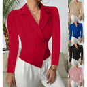 Chic Women's Blazer with Double-Breasted Design and Curved Hem