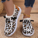Leopard Print Ladies' Cozy Sneakers in Plush Fabric