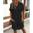 Chic Women's Button Placket Dress with Pockets