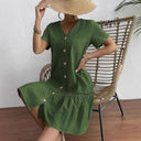 Chic Women's Button-Down Shirt Dress with Flared Skirt
