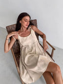 Women's Spaghetti Strap Dress with Bow Accents and Elastic Waist
