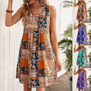 Vibrant Patchwork Linen Dress for Women