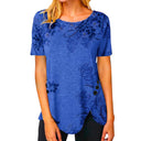 Floral Design Women's Asymmetrical Hem T-Shirt