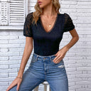 Chic Lace Sleeve V-Neck Women's Top