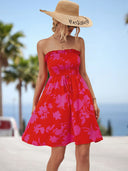 Floral Ruffle Summer Dress for Women with Elastic Waist