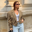 Checked Oversized Blazer Jacket for Women