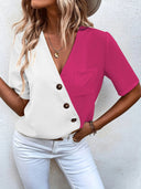Chic Asymmetrical Blouse with Button Detail for Women