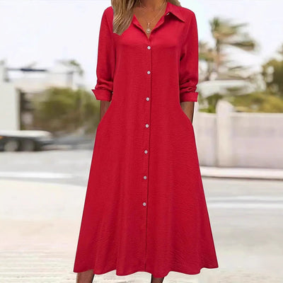 Chic Women's Shirt Dress with Pocket Design