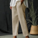 Women's Striped Design Pants with Adjustable Waistband